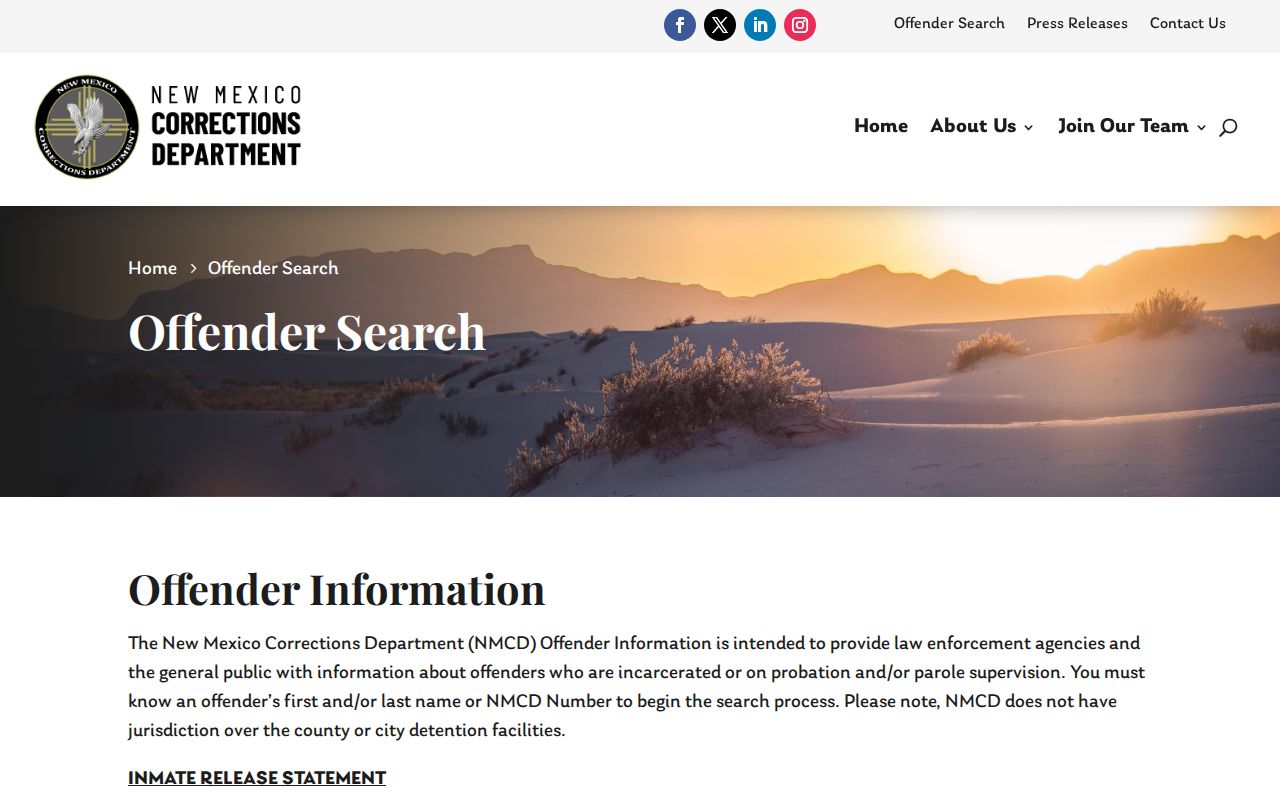 NMCD offender search scope for Socorro County released inmates